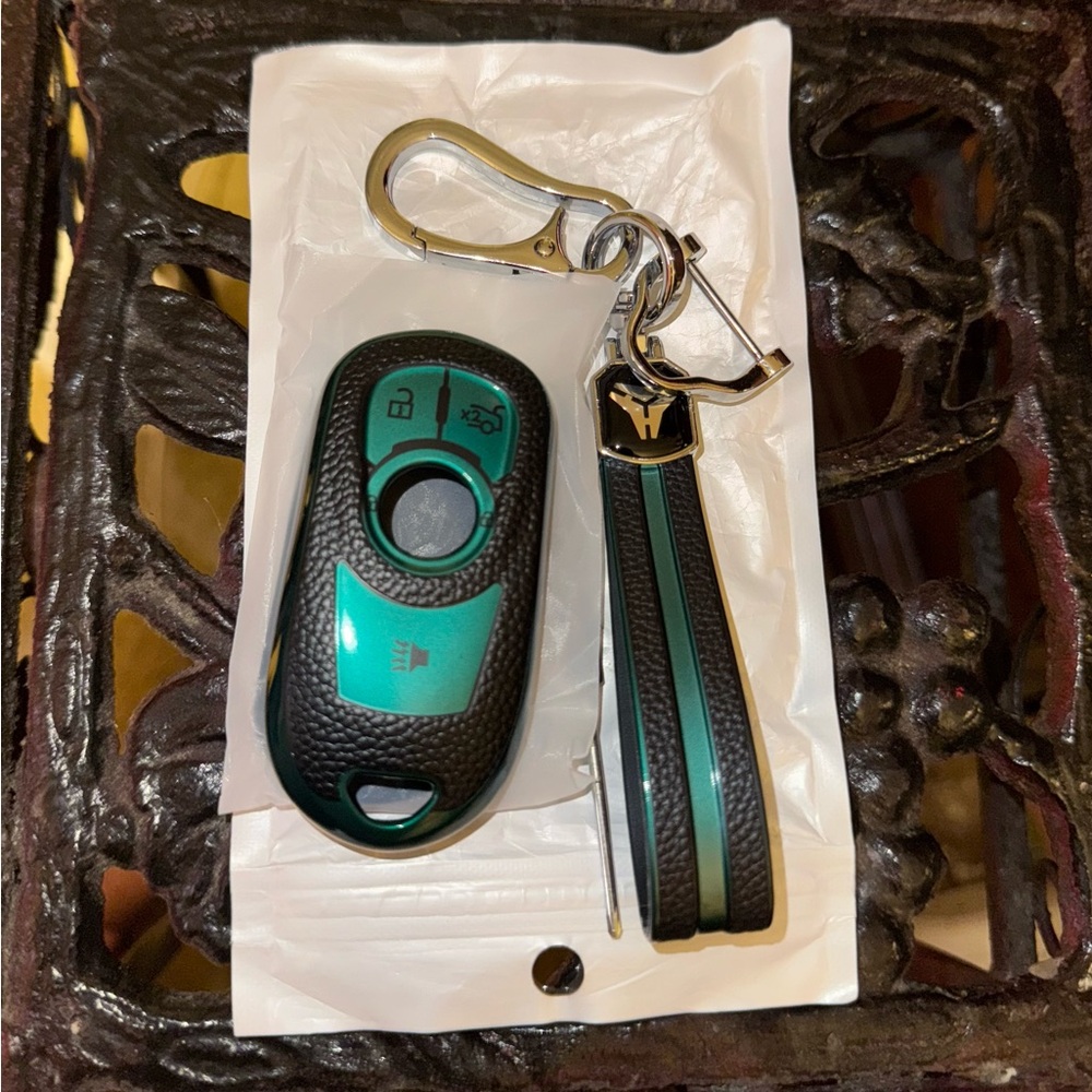 Green and Black Car Key Fob with Strap